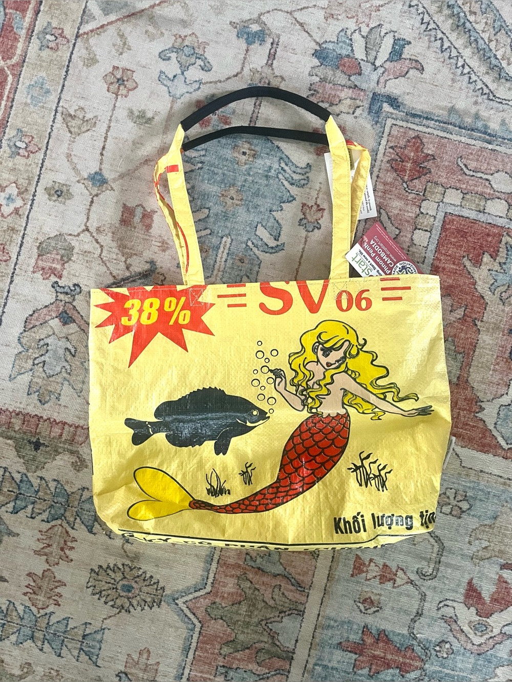 NWT recycled tote handmade in cambodia